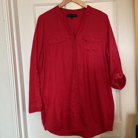 Linen Tunic Length Blouse - Picture 5 of 8